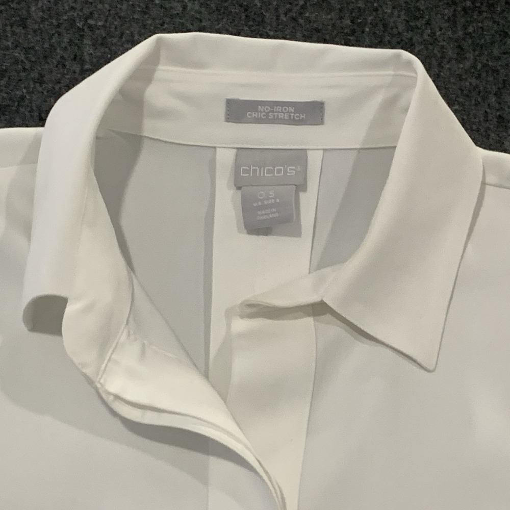 Chico's No Iron Grommet Detail Tunic Shirt Women's Size 0.5/US 6 - Picture 4 of 8